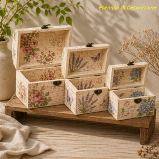 3 scatole in legno per decorazione baule per decoupage portaoggetti