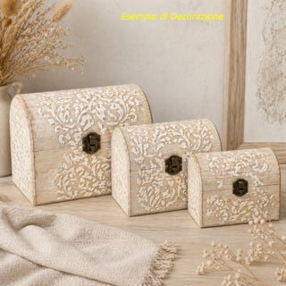 3 scatole in legno per decorazione baule per decoupage portaoggetti