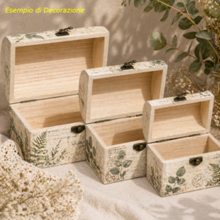 3 scatole in legno per decorazione baule per decoupage portaoggetti