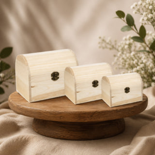 3 scatole in legno per decorazione baule per decoupage portaoggetti