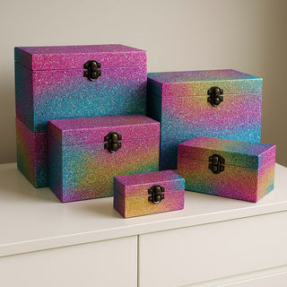 Set 5 bauli rettangolari in legno per il decoupage matrioska