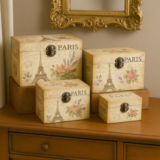 Set 5 bauli rettangolari in legno per il decoupage matrioska