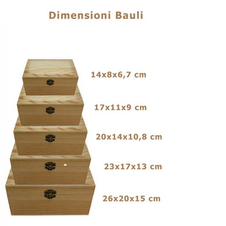 Set 5 bauli rettangolari in legno per il decoupage matrioska