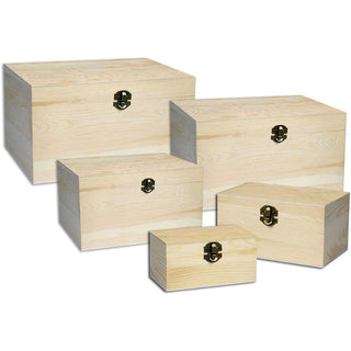 Set 5 bauli rettangolari in legno per il decoupage matrioska