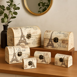 Set 5 bauli in legno per il decoupage matrioska portaoggetti