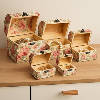 Set 5 bauli in legno per il decoupage matrioska portaoggetti