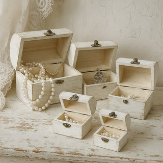 Set 5 bauli in legno per il decoupage matrioska portaoggetti