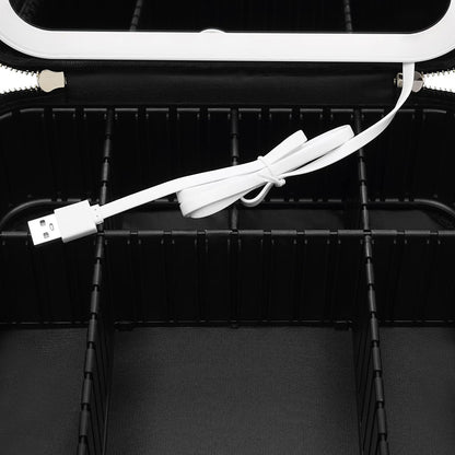 Beauty case con specchio a led dimmerabile a tre colorazione di luce borsa per trucco cosmetici porta pennelli