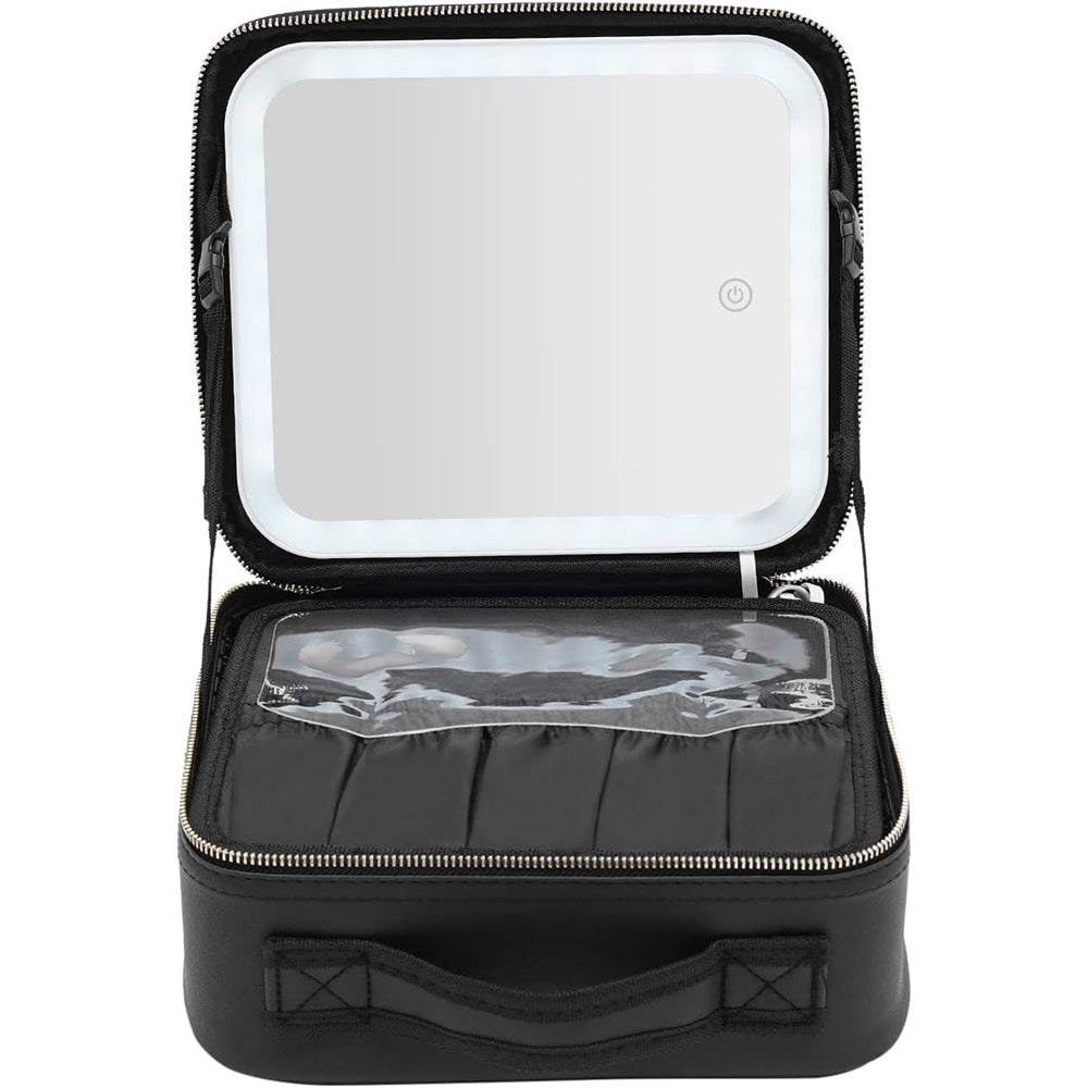 Beauty case con specchio a led dimmerabile a tre colorazione di luce borsa per trucco cosmetici porta pennelli
