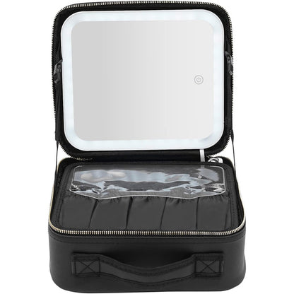 Beauty case con specchio a led dimmerabile a tre colorazione di luce borsa per trucco cosmetici porta pennelli