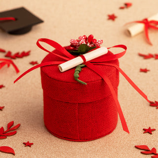 Set 12 bomboniera x la laurea scatola confetti in tessuto pergamena