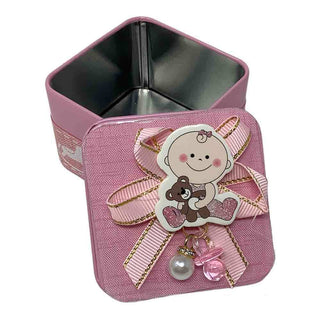 12 Scatoline bomboniere portaconfetti nascita battesimo rosa celeste
