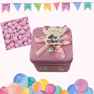 12 Scatoline bomboniere portaconfetti nascita battesimo rosa celeste