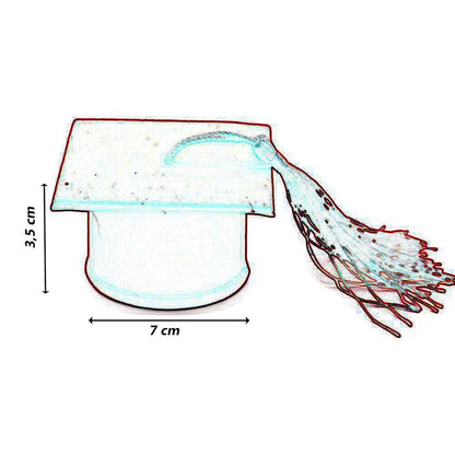 Set di 12 scatoline porta confetti per laurea bomboniera a forma di cappello toppo in velluto