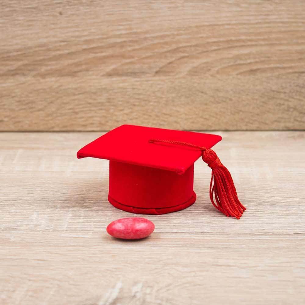 Set di 12 scatoline porta confetti per laurea bomboniera a forma di cappello toppo in velluto