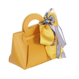 6 bomboniere a forma di borsetta con foulard portaconfetti per eventi