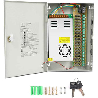 Alimentatore 12V 20A stabilizzato 18 canali Box per telecamera 220V