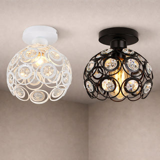 Plafoniera con paralume sfere cristalli in acrilico bianco nero E27