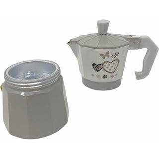Caffettiera fango e bianco shabby chic moka 1 2 3 tazze in alluminio