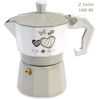 Caffettiera fango e bianco shabby chic moka 1 2 3 tazze in alluminio