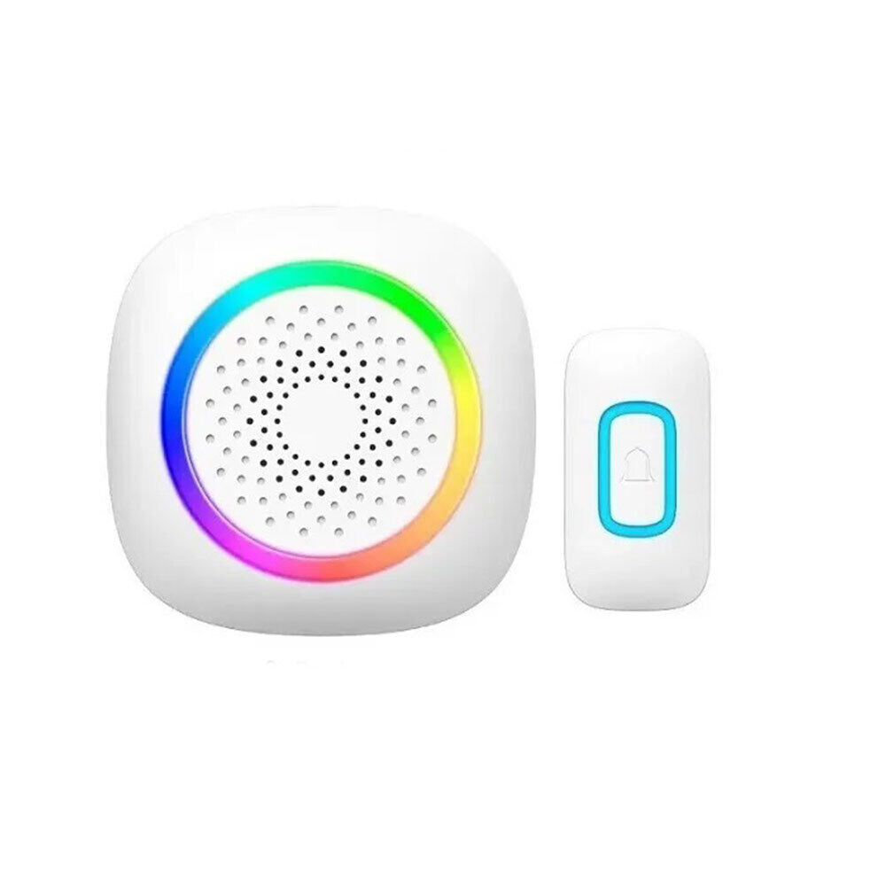 Campanello wireless senza fili 300 metri 60 melodie a batteria con indicatore led rgb con pulsante ricevitore non udenti