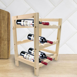 Cantinetta in legno 9 posti porta bottiglie di vino con 3 ripiani