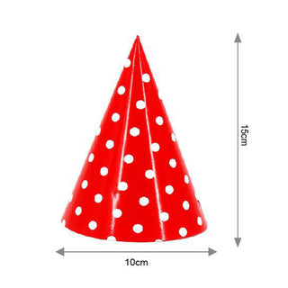 Cappellino di carta 12 pezzi per feste cappello a cono rosso con pois