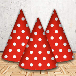 Cappellino di carta 12 pezzi per feste cappello a cono rosso con pois