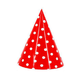 Cappellino di carta 12 pezzi per feste cappello a cono rosso con pois