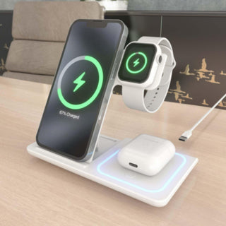 Caricatore Wireless 3in1 15 Wat per Smartphone Smartwatch Auricolari