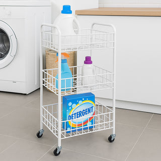Carrello in metallo da bagno portaoggetti a 3 ripiani con ruote