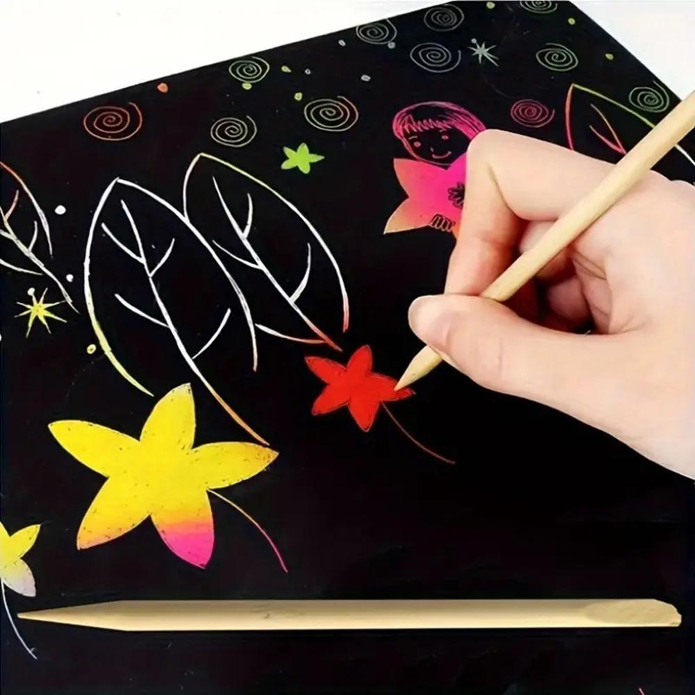 YAZWUR 50 Fogli Carta Arcobaleno da Grattare, 5 Bastoncini in Legno, 4 Stencil per Disegni, Set Magico Scratch per Disegnare e Creare (Arcobaleno YAZWUR 50 Fogli Carta Arcobaleno da Grattare, 5 Bastoncini in Legno, 4 Stencil per Disegni, Set Magico Scratch per Disegnare e Creare (Arcobaleno