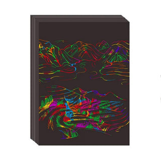 50 Fogli neri da grattare multicolor A4 con 2 bastoncini legno bambini