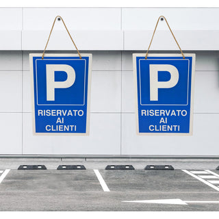 Cartello parcheggio riservato ai clienti  in legno 20x30 cm con corda