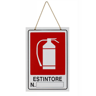Cartello estintore in legno 20x30 cm con corda