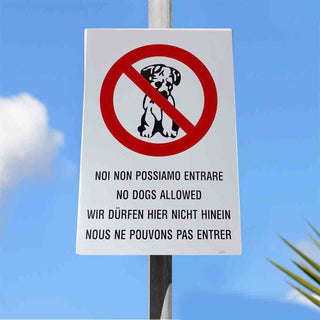 Cartello divieto accesso cane plastificato con biadesivo 30.5x20 cm
