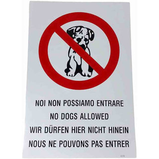 Cartello divieto accesso cane plastificato con biadesivo 30.5x20 cm