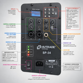 Cassa Bluetooth Karaoke Ricaricabile 80W RMS  240W PMPO con Microfono