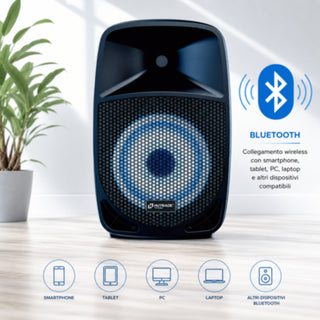 Cassa Bluetooth 300W PMPO 100W RMS con Microfono USB SD 12"