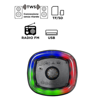Cassa karaoke RGB bluetooth 60W rodio FM USB SD/TF ricaricabile