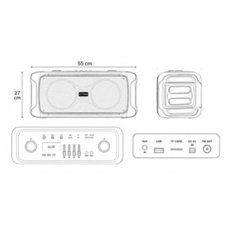 Cassa Bluetooth 340W TWS con 2 microfoni wireless  radio FM