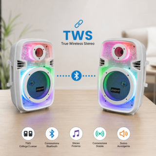 Cassa Bluetooth TWS 100W RGB Ricaricabile Type-C radio FM Telecomando