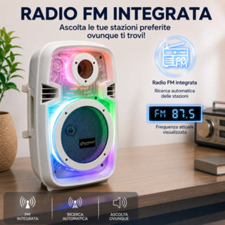 Cassa Bluetooth TWS 100W RGB Ricaricabile Type-C radio FM Telecomando