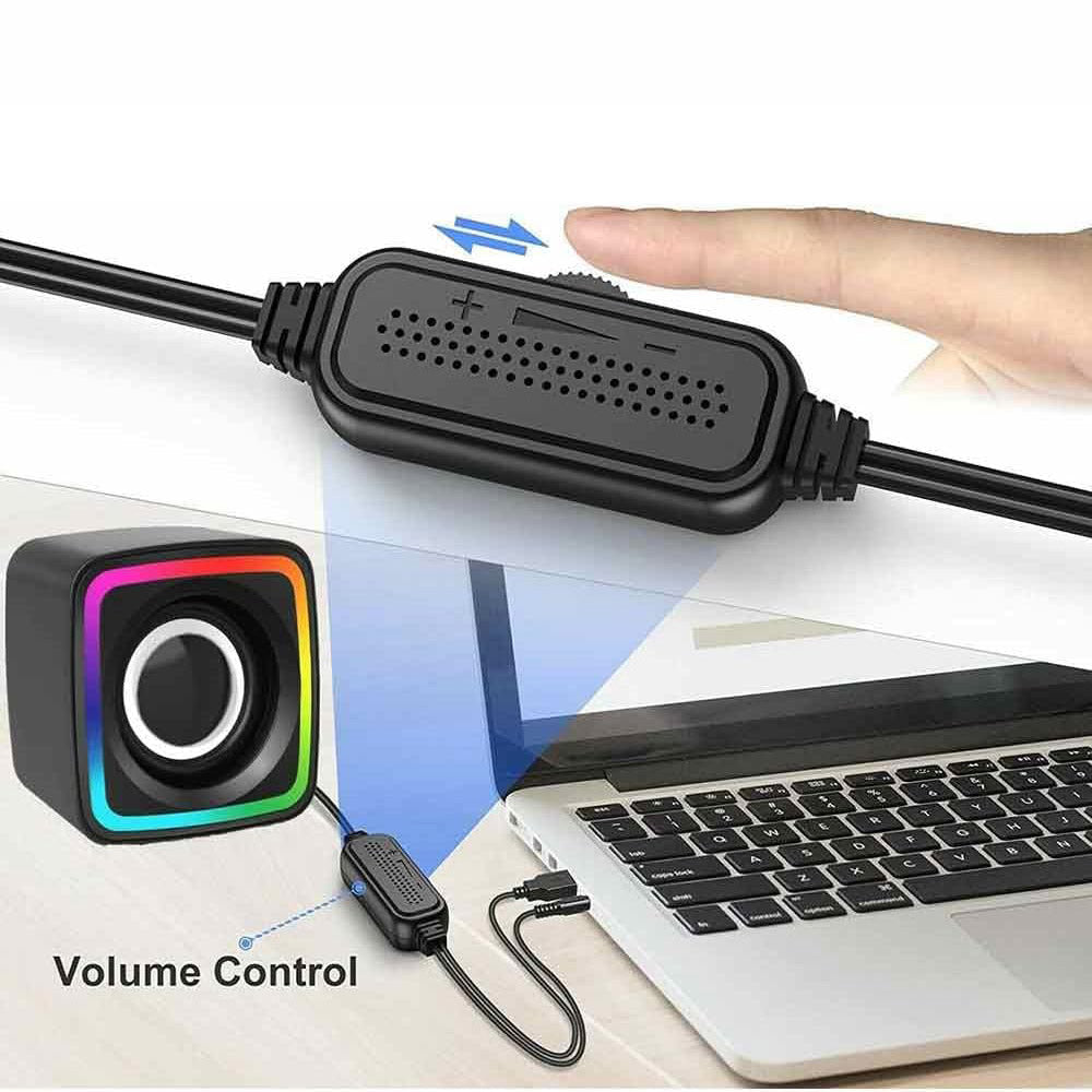 Coppia Casse audio Speaker con luci RGB per pc notebook smartphone usb 2.0 aux jack 3.5 mm