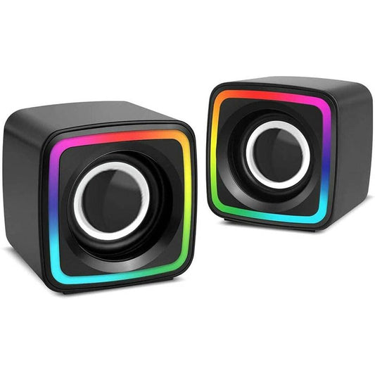 Coppia Casse audio Speaker con luci RGB per pc notebook smartphone usb 2.0 aux jack 3.5 mm