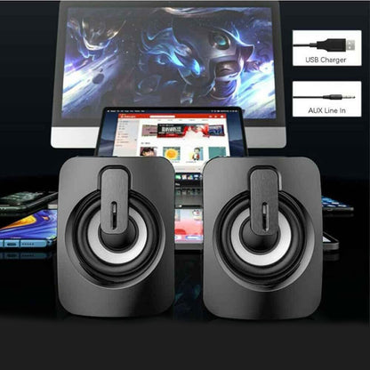 Coppia casse audio speaker con luci rgb 6 watt per pc notebook smartphone usb 2.0 aux jack 3.5 mm