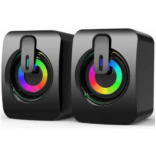 Coppia casse luci rgb 6W pc notebook smartphone usb 2.0 aux 3.5mm