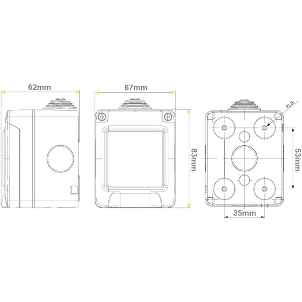 Cassetta con coperchio idrobox per esterno a 2 posti compatibile con matix custodia per interruttori ip55