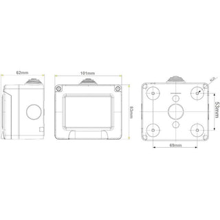 Cassetta con coperchio idrobox 3  posti compatibile con matix IP55