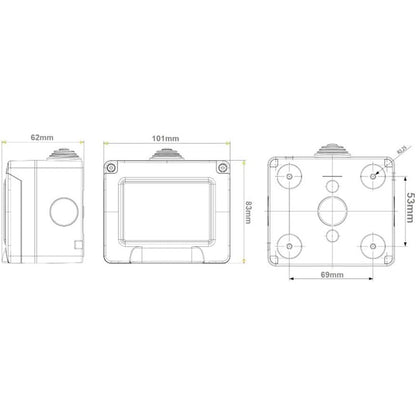 Cassetta con coperchio idrobox per esterno a 2 3 4 posti compatibile con living light international air custodia per interruttori